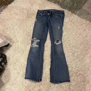 American Eagle Outfitters Flare Distressed Super Stretch Jeans Size 4 Short